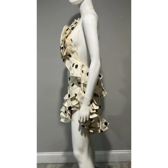Zimmermann Black and White Polka Dot Crush Ruffle Mini Dress Size 4/6 (1) - Picture 13 of 13